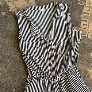 Striped Sleeveless Button-Up Romper